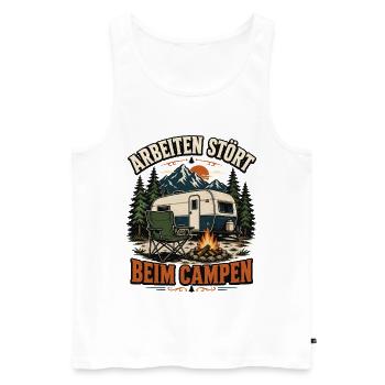 Arbeiten stört beim Campen – Camper Spruch - Männer Premium Bio Tank Top - Weiß - Vorne - Michal (187cm)