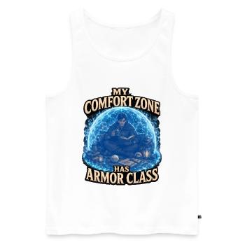 MEINE KOMFORTZONE HAT RÜSTUNGSKLASSE - Männer Premium Bio Tank Top - Weiß - Vorne - Michal (187cm)