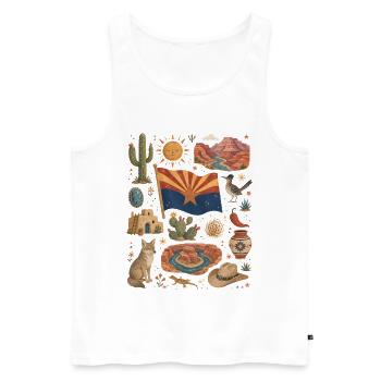 Arizona | Wüste, Canyons & Freiheit - Männer Premium Bio Tank Top - Weiß - Vorne - Michal (187cm)