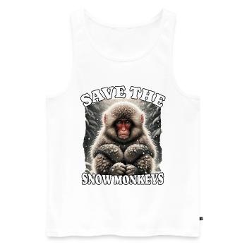 Schneeaffe Save Snow Monkey - Männer Premium Bio Tank Top - Weiß - Vorne - Michal (187cm)