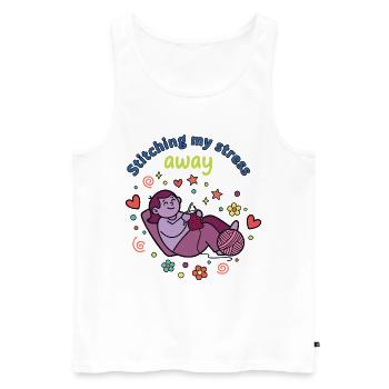 Ich nähe meinen Stress weg, lustiger Häkelliebhaber - Männer Premium Bio Tank Top - Weiß - Vorne - Michal (187cm)