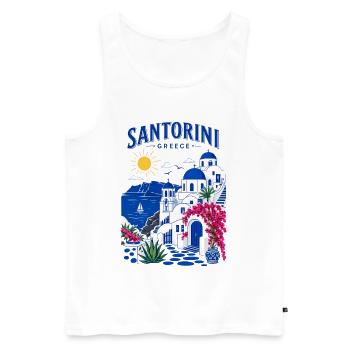 Santorini, Griechenland, Reisedesign - Männer Premium Bio Tank Top - Weiß - Vorne - Michal (187cm)