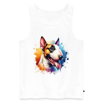 Bullterrier Motiv - Männer Premium Bio Tank Top - Weiß - Vorne - Michal (187cm)