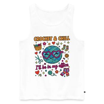 Lustiger Häkelliebhaber Häkel und ChI'll Ich bin drin - Männer Premium Bio Tank Top - Weiß - Vorne - Michal (187cm)