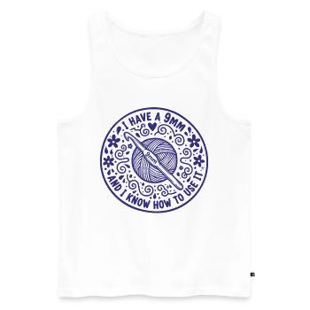 Crochet Lover Knitting Ich habe eine 9mm. - Männer Premium Bio Tank Top - Weiß - Vorne - Michal (187cm)