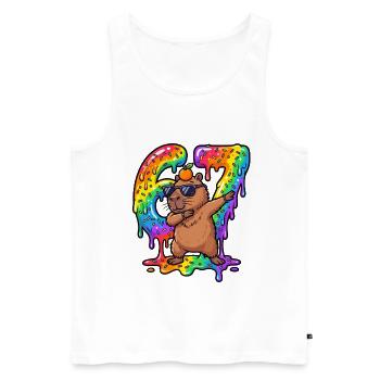 67 Dabbing Capybara Six Seven Meme Brainrot Kinder - Männer Premium Bio Tank Top - Weiß - Vorne - Michal (187cm)