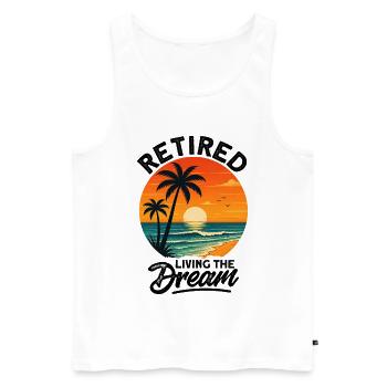 Retired Living The Dream - Männer Premium Bio Tank Top - Weiß - Vorne - Michal (187cm)