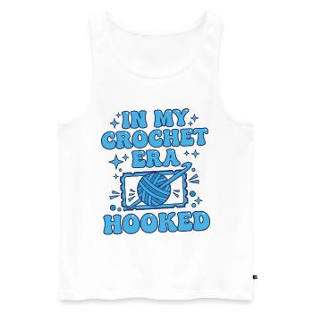 In meiner Häkelzeit habe ich lustiges Häkelgarn für Liebhaber gehäkelt - Männer Premium Bio Tank Top - Weiß - Vorne - Michal (187cm)