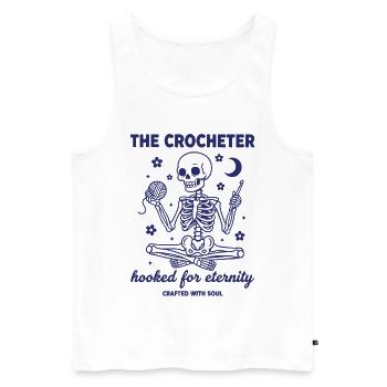 Der Häkler für die Ewigkeit, gefertigt mit - Männer Premium Bio Tank Top - Weiß - Vorne - Michal (187cm)