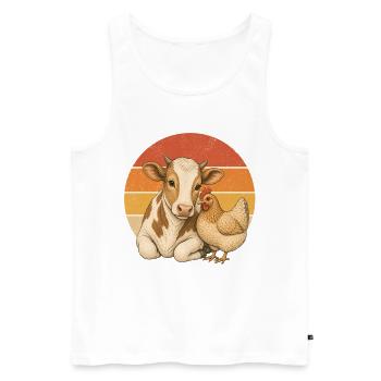 Cow And Chicken - Männer Premium Bio Tank Top - Weiß - Vorne - Michal (187cm)