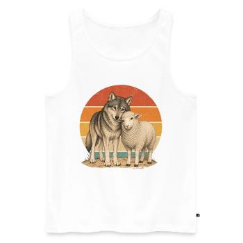 Wolf und Schaf - Männer Premium Bio Tank Top - Weiß - Vorne - Michal (187cm)