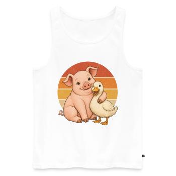 Schwein und Ente - Männer Premium Bio Tank Top - Weiß - Vorne - Michal (187cm)