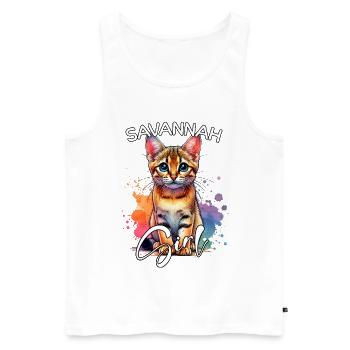 Savannah Cat Mädchen Savannah Katze - Männer Premium Bio Tank Top - Weiß - Vorne - Michal (187cm)