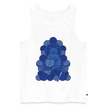 Lustige Häkelkatzen-Häkel-Garn-Liebhaber - Männer Premium Bio Tank Top - Weiß - Vorne - Michal (187cm)