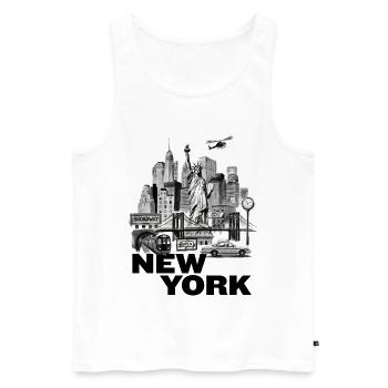 New York Vintage Cityscape Collage - Männer Premium Bio Tank Top - Weiß - Vorne - Michal (187cm)