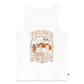Küstenwache Rettungsschwimmer Trained For Worst - Männer Premium Bio Tank Top - Weiß - Vorne - Michal (187cm)