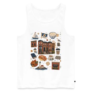Boston | Küste & Geschichte - Männer Premium Bio Tank Top - Weiß - Vorne - Michal (187cm)