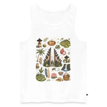 Bali | Tempel, Tropen & Fernweh - Männer Premium Bio Tank Top - Weiß - Vorne - Michal (187cm)