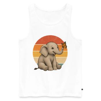 Elefant und Schmetterling - Männer Premium Bio Tank Top - Weiß - Vorne - Michal (187cm)