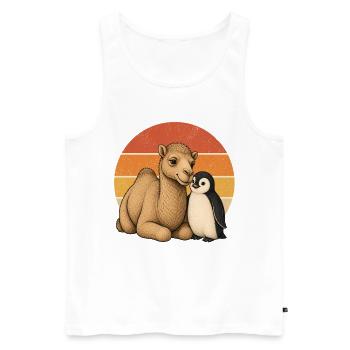 Kamel und Pinguin - Männer Premium Bio Tank Top - Weiß - Vorne - Michal (187cm)