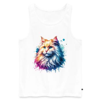 Motif du chat angora turc - Débardeur bio Premium Homme - blanc - Devant - Michal (187cm)