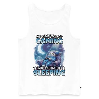 Gaming Wochenende Schlummer Sloth - Männer Premium Bio Tank Top - Weiß - Vorne - Michal (187cm)
