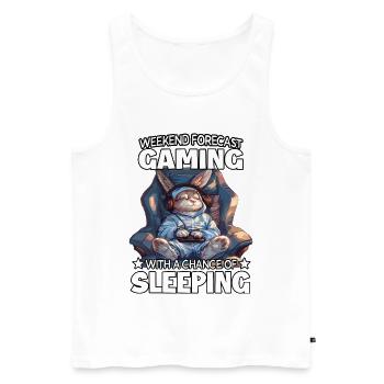 Wochenend Gaming: Schlafender Hase - Männer Premium Bio Tank Top - Weiß - Vorne - Michal (187cm)