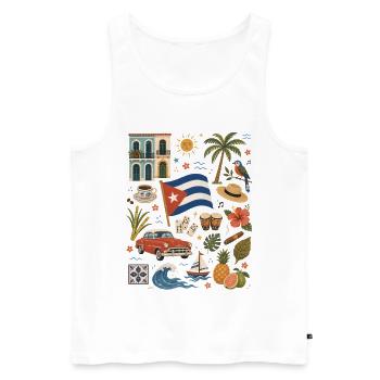 Kuba | Oldtimer, Musik & Karibik - Männer Premium Bio Tank Top - Weiß - Vorne - Michal (187cm)