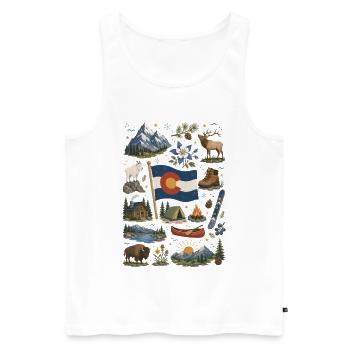 Colorado | Rockies, Outdoor & Freiheit - Männer Premium Bio Tank Top - Weiß - Vorne - Michal (187cm)