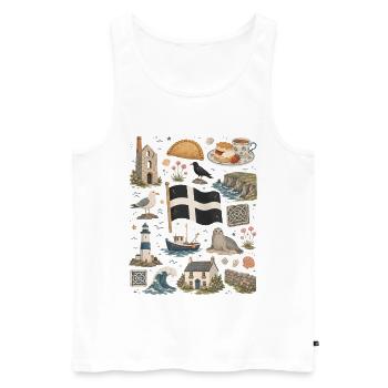 Cornwall | Klippen, Küste & Meerweh - Männer Premium Bio Tank Top - Weiß - Vorne - Michal (187cm)
