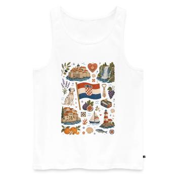 Kroatien | Adria, Inseln & Lebensfreude - Männer Premium Bio Tank Top - Weiß - Vorne - Michal (187cm)