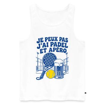 Je Peux Pas J'ai Padel et Apéro Humour - Débardeur bio Premium Homme - blanc - Devant - Michal (187cm)