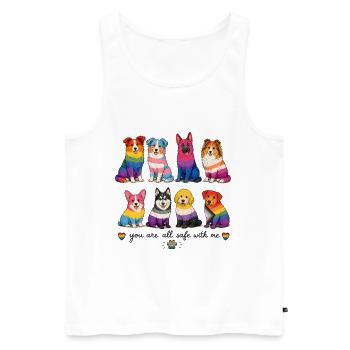Pride Herding Dogs | You Are All Safe With Me - Männer Premium Bio Tank Top - Weiß - Vorne - Michal (187cm)