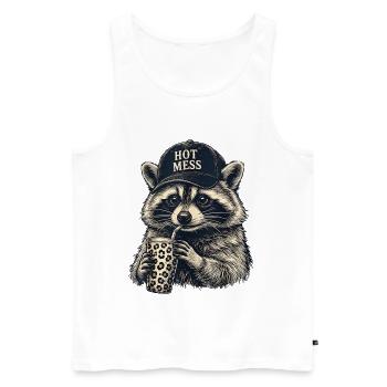 Hot Mess Raccoon Cap - Men's Premium Organic Tank Top - white - Front - Michal (187cm)