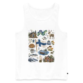 Finland | Lakes, sauna & northern lights - Men's Premium Organic Tank Top - white - Front - Michal (187cm)