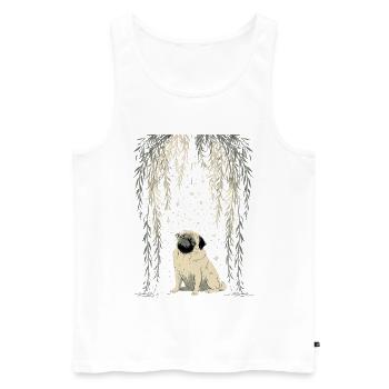Mops Hund Sternengucken Unter Weidenranken - Männer Premium Bio Tank Top - Weiß - Vorne - Michal (187cm)