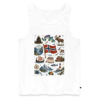 Norway | Fjords, Northern Lights & Vikings - Men's Premium Organic Tank Top - white - Front - Michal (187cm)