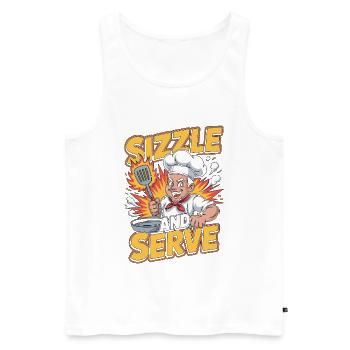 Restaurant Chef Sizzle And Serve Culinary Arts - Men's Premium Organic Tank Top - white - Front - Michal (187cm)
