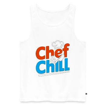 Chef de restaurant & Chef de cuisine relax, Arts culinaires - Débardeur bio Premium Homme - blanc - Devant - Michal (187cm)