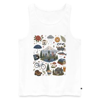 Portland, Oregon Coffee, Nature & Roses - Men's Premium Organic Tank Top - white - Front - Michal (187cm)