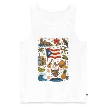 Puerto Rico | Karibik, Musik & Inselgefühl - Männer Premium Bio Tank Top - Weiß - Vorne - Michal (187cm)