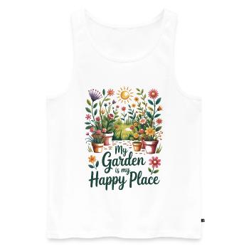Garden Happy Place Sun Flowers Gift - Men's Premium Organic Tank Top - white - Front - Michal (187cm)