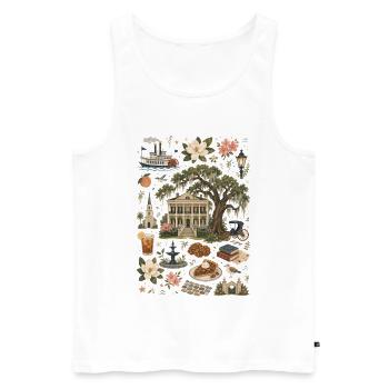 Savannah | Southern, Oaks & Charm - Men's Premium Organic Tank Top - white - Front - Michal (187cm)