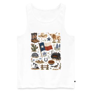 Texas | Cow-boy, BBQ et Far West - Débardeur bio Premium Homme - blanc - Devant - Michal (187cm)