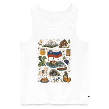 Slovénie | Alpes, Saignée et Nature - Débardeur bio Premium Homme - blanc - Devant - Michal (187cm)