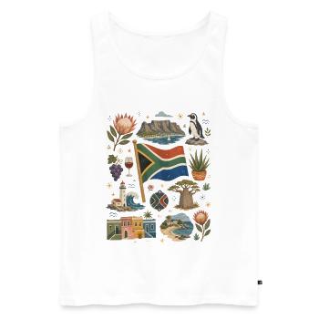 Afrique du Sud | Cape Town, Côte et Nature sauvage - Débardeur bio Premium Homme - blanc - Devant - Michal (187cm)
