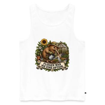 Kiwi Gärtner – Fliegen war nie eine Option - Männer Premium Bio Tank Top - Weiß - Vorne - Michal (187cm)