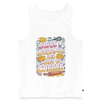 Les doux rêves de chef pâtissier sont faits de pâtisserie - Débardeur bio Premium Homme - blanc - Devant - Michal (187cm)