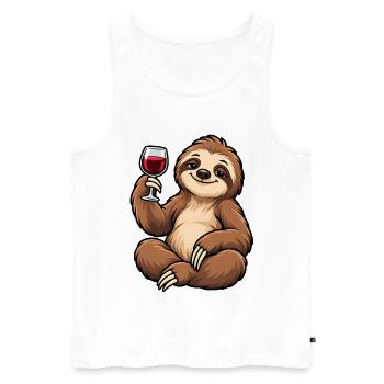 Paresseux détendu avec vin rouge - Débardeur bio Premium Homme - blanc - Devant - Michal (187cm)