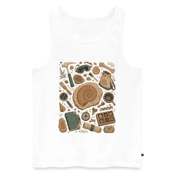 Chasse aux fossiles | Paléontologie et ammonites - Débardeur bio Premium Homme - blanc - Devant - Michal (187cm)